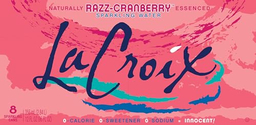 Sparkling Water Razz-Cranberry 355 ml x 8, Zero Calorie, Zero Sweetener, Zero Sodium