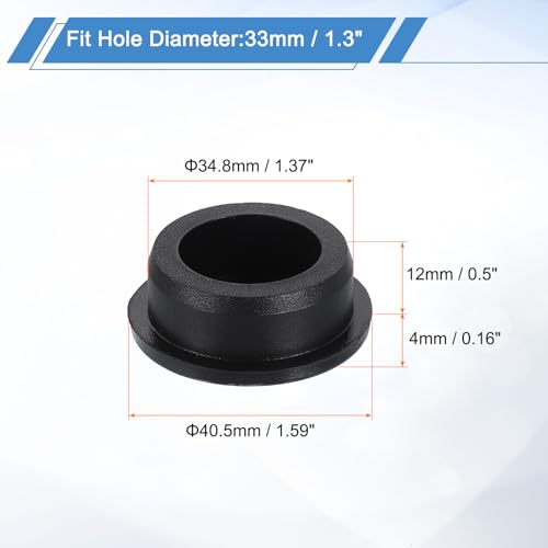 Image of uxcell Silicone Hole Plug, Waterproof Round Rubber Stoppers Bottle Seal Plugs Tube Pipe End Caps for 33mm /1.3 inch Hole for Bathtub Bottle, Black