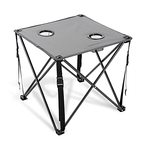 ARROWHEAD-OUTDOOR-26-66cm-Heavy-Duty-Portable-Camping-Folding-Table-2-Cup-Holders-Compact-Square-Carrying-Case-Included-Steel-Frame-High-Grade-600D-Canvas-USA-Based-Support