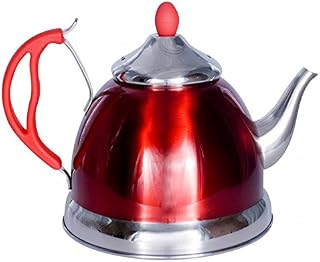Home Cordless 1.5L Stainless Steel Light Weight Whistling Kettle with Traditional/Retro Spout for Hob or Stove Top - RED - by Guilty Gadgets