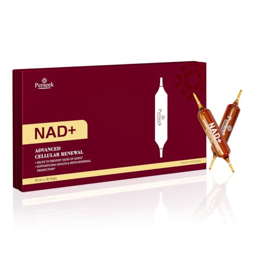 Perseek NAD+ 1200mg Liquid Supplement with Nicotinamide Riboside PQQ & Grape Seed Extract for Cellular Vitality Energy Metabolism & Antioxidant Support 10 Liquid Vials