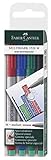 Faber-Castell 152604 - Marker Multimark, non-permanent, Stärke M, 4 Stück in Etui, je 1x rot, blau, grün, schwarz