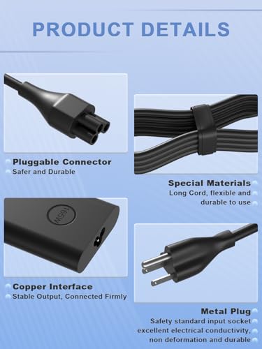 Image of 165W USB C Laptop Charger Compatible with Dell Pro 16 14 13 Precision 3581 3580 5690 5680 XPS 17 9720 9730 Inspiron-14 16 Plus 7640 7430 Latitude 7640 5540 Official Replacement Power Adapter