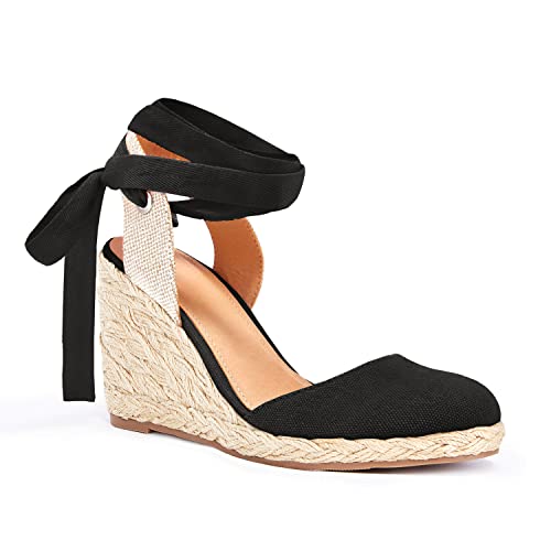 Juliet Holy Womens Lace up Espadrilles Closed Toe Wedges Sandals Strappy Slingback Platform Heels