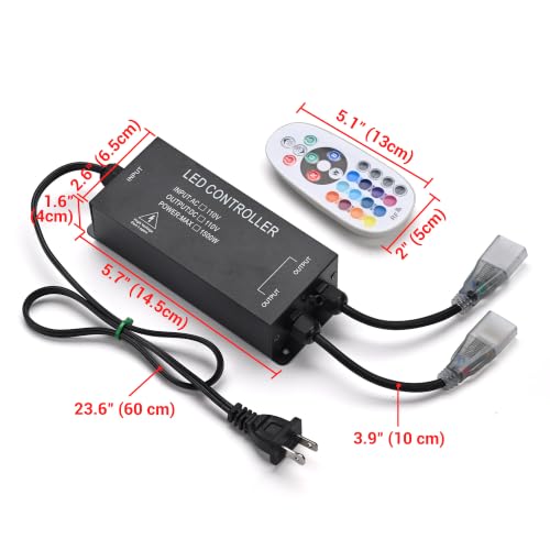Image of Yescom 1-to-2 Receiver Remote Control for 4-Pin BiLume RGBW Neon Rope Light | 110-120V AC, Receiver box & Y-splitter power cord, Control both RGB neon flex lights, Easy plug-and-play install