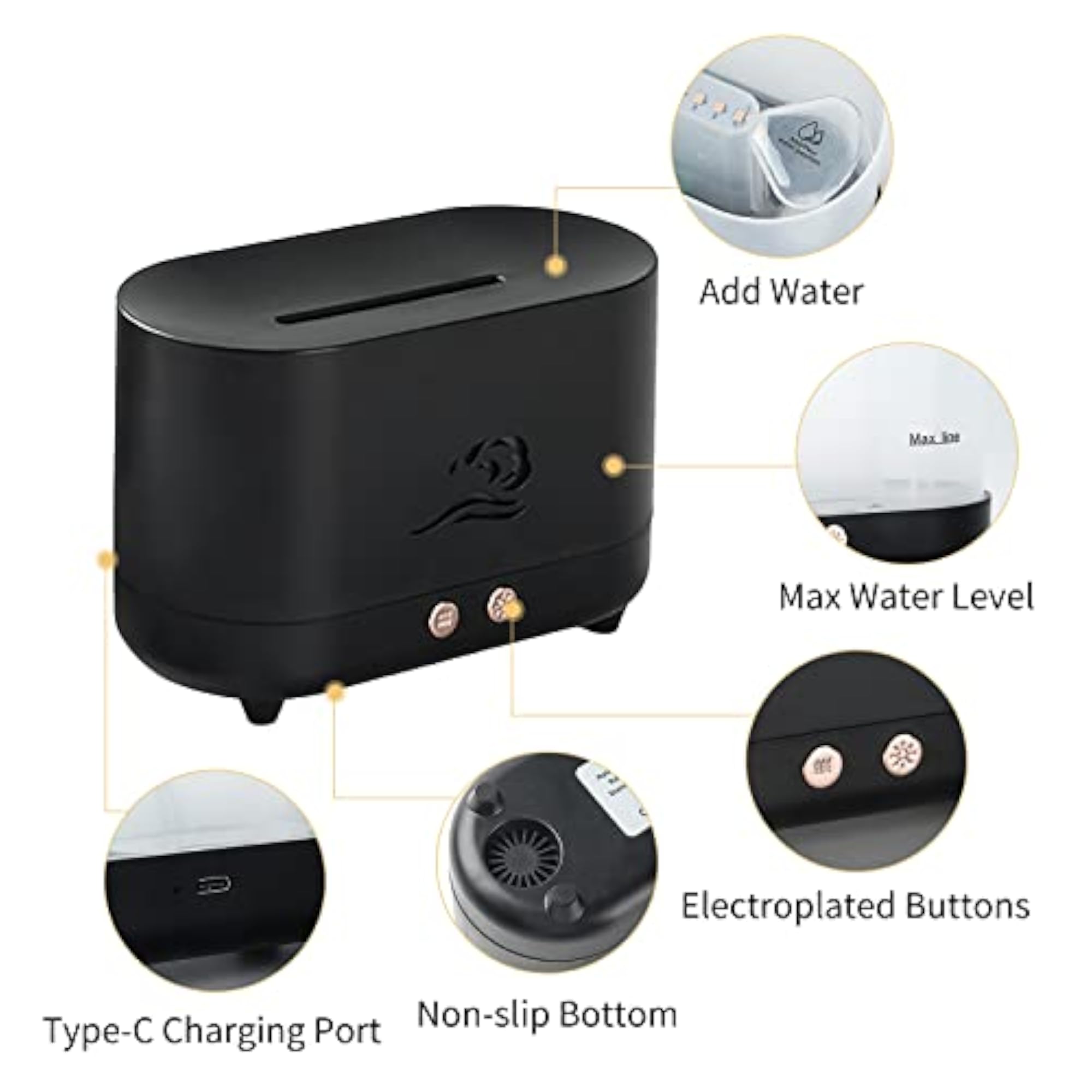Flame Mist Aromatherapy Diffuser with Night Light