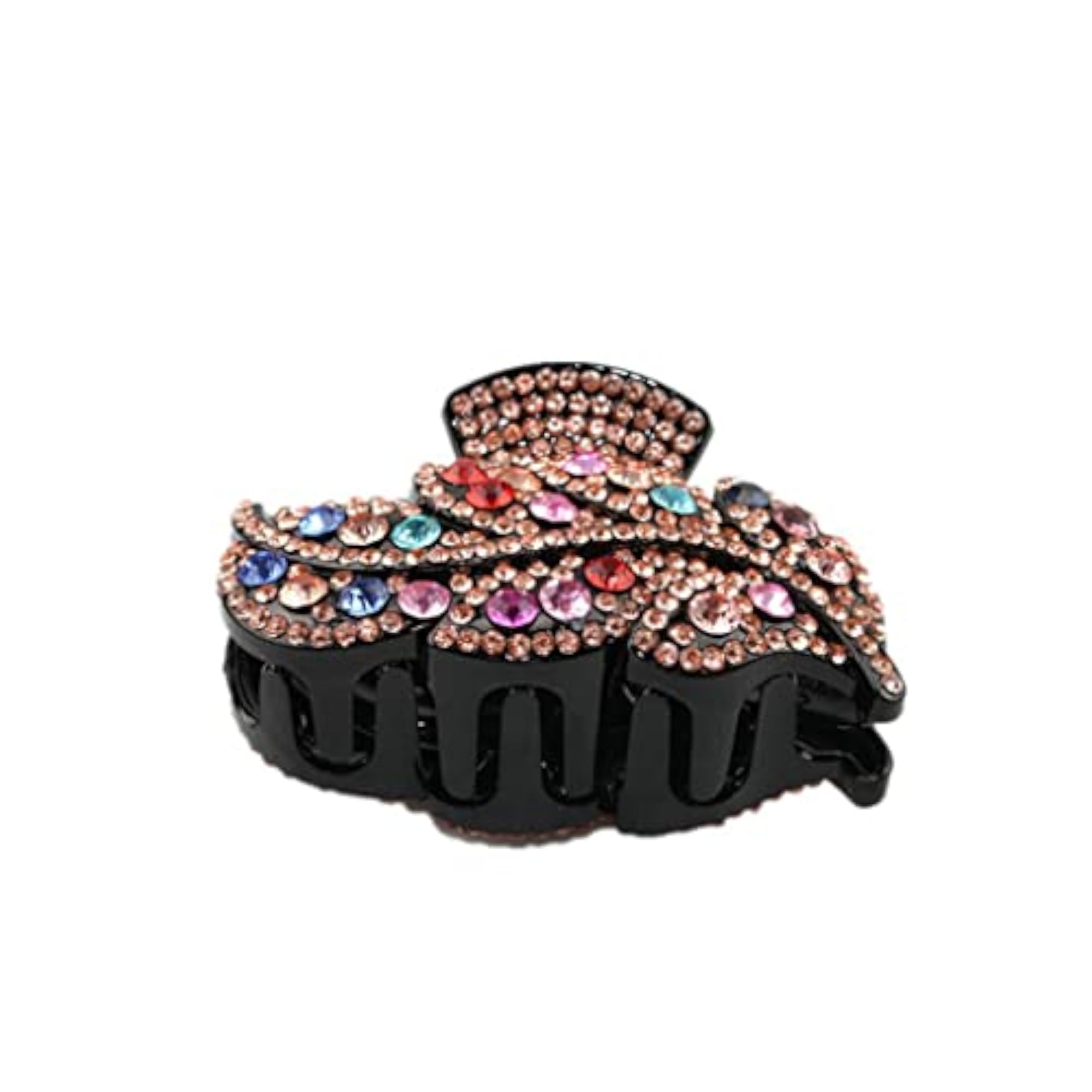 Leaf Shaped Rhinestone Hair Claw Clip, Rainbow