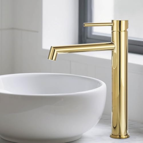 Zamery Wasserhahn Bad, Waschtischarmatur Hoch Waschbecken Armaturen in Gold...