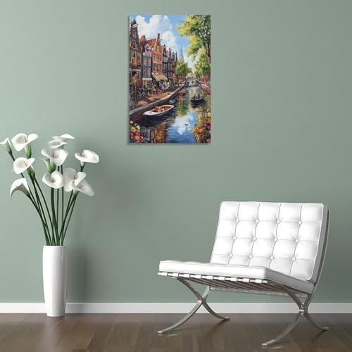 Impression sur toile premium du Canal d'Amsterdam déco 50x75 - 5