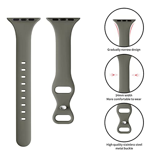 Image of Thin Slim Band Compatible with Apple Watch 38mm 40mm 41mm 42mm 44mm 45mm 46mm 49mm, Replacement Silicone Sport Strap for iWatch Series 11 /10 /9 /8 /7 /6 /5 /4 /3 /2 /1 Ultra SE Women Men, Khaki