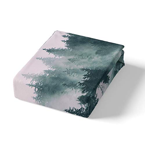 Smoky Mountain Duvet Cover Set Forest Trees Plants Bedding Set Natural Scenery Comforter Cover for Men Adults Landscape Painting Quilt Cover Woodland Decor Bedroom Collection 3Pcs Double Size - Image 2