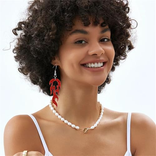 coadipress Transparent Acrylic Flame Earrings for Women Unique Gothic Fire Dangle Earrings Punk Rock Hip Hop Fire Element Earrings Multicolor Neon Flames Hook Earrings Halloween Cosplay Accessories3