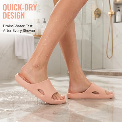 Image of Aoowoll Mens Shower Shoes With Holes Dry Quickly Bath Slippers Womens Non Slip Indoor Home Bedroom Pool Spa Guest College Dorm