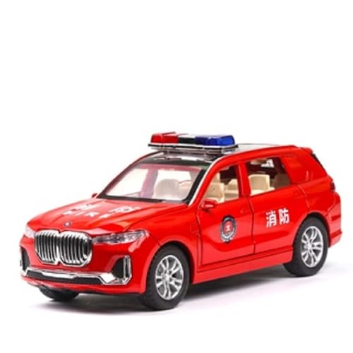 Image of Exclusive Alloy Metal Pull Back Die-cast Car Scale Model with Sound Light Mini Auto Toy for Kids Metal Model Toy Car with Sound and Light?New Version? (1.32 Scale B-M-W-X7 Police - RED)
