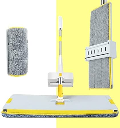 UPC Mop with Bucket for Floor Cleaning | Floor Cleaner Mop | Flat Mop Stick Pocha for Floor Cleaning | Magic Mop with Super-Absorbent Microfiber Pads - Yellow