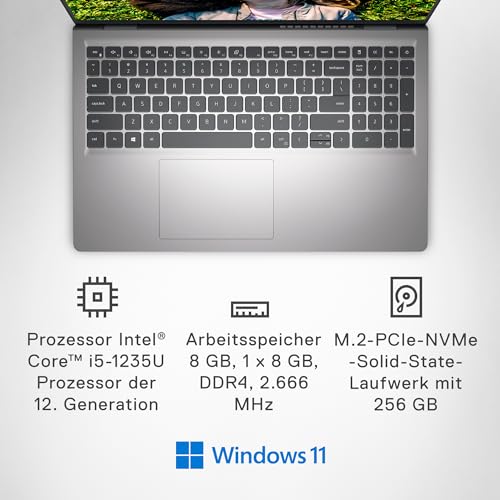 Dell Inspiron 15 3520 Laptop | 15" FHD Display | Intel Core i5-1235U | 8 GB RAM | 256 GB SSD | Intel UHD Graphics | Windows 11 Home | Platinum Silver – Bild 3