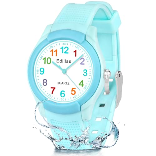 Edillas Kids Analog Watch for Girls Boys, Children Waterproof Learning Time Wristwatch Easy to Read Time for Child