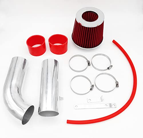 EMUNA COMPATIBLE PERFORMANCE AIR INTAKE SYSTEM KIT FOR 2011-2016 Hyundai Elantra 1.8L L4 Engine/2011-2017 Accent 1.6L L4 Engine/2011-2017 Veloster Non-Turbo 1.6L L4 Engine (2PCS PIPE) (RED)