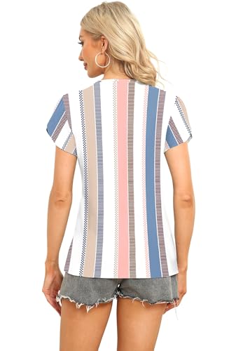 Image of Womens Petal Sleeve Tops Summer Trendy T Shirt Casual Loose Square Neck Button Blouse Tees