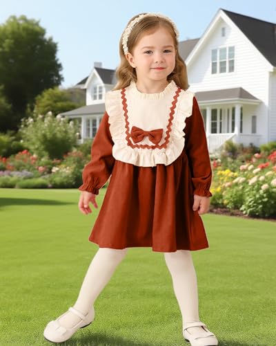 Kucnuzki Baby Girl Outfit Casual Long Sleeve Fall Winter Dresses Ruffle Little Girls Toddler Dress Kids Baby Clothes3
