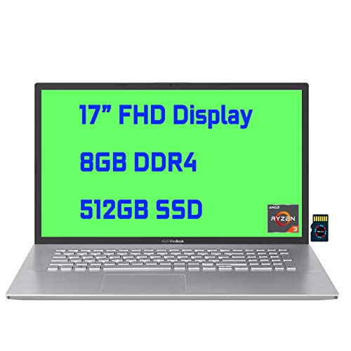 2021 Asus VivoBook 17 Premium Business Laptop I 17â€ FHD Display I AMD Ryzen 3 3250U Processor I 8GB DDR4 512GB SSD I AMD Radeon Graphic I USB-C HDMI SonicMaster Win10 + Delca 32GB Micro SD Card