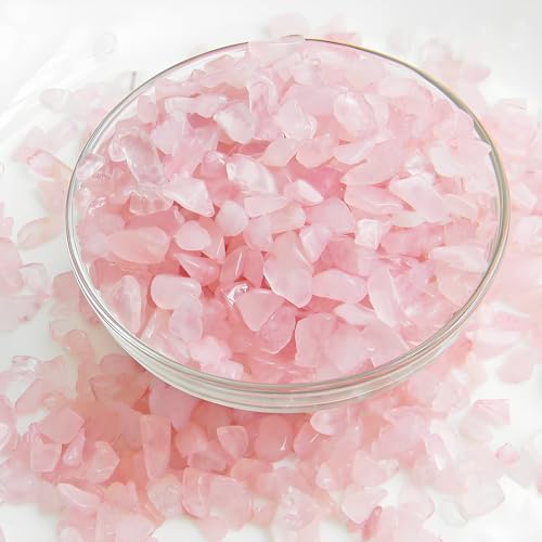 Image of 1lb Rose Quartz Crystals, Vase Filler Stones, Pink Crushed Rose Quartz Chips, Decorative Marbles for Vases, Pebbles for Indoor Plants, Gravel for Fish Tank Aquarium