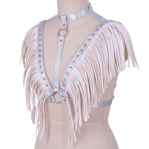 Women's Fashionable Sexy Adjustable Faux Leather Fringe Belt - Trendy Fringed shawl for Outerwear and Binding Style4