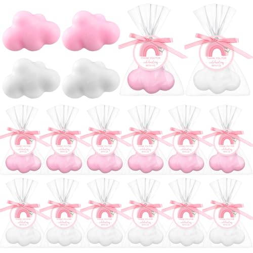 Image of Demissle 20 Sets Cloud Baby Shower Favors Cloud Handmade Scented Soaps Cartoon Story Party Favors with Thank You Cards for Guests Baby Shower Wedding Birthday Party Return Gifts (White,Pink)