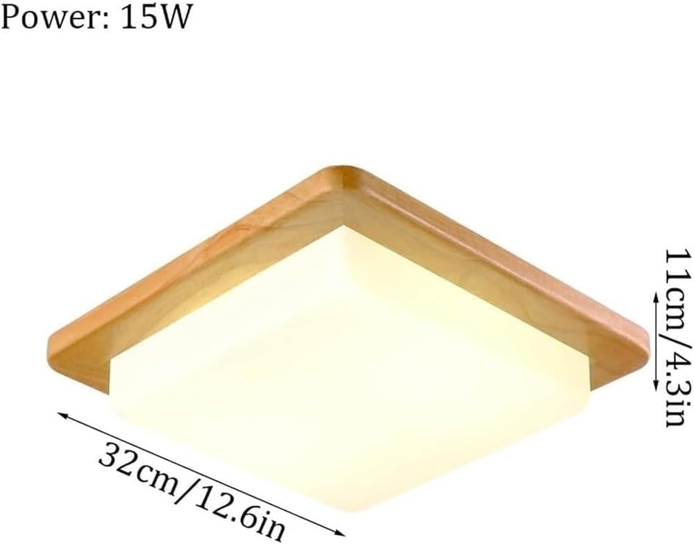 Générique Lampy sufitowe Japońskie drewno kauczukowe Dekoracyjna lampa sufitowa z żyłką orzechową do oświetlenia wnętrz sypialni (orzech włoski 32 cm) oświetlenie sufitowe
