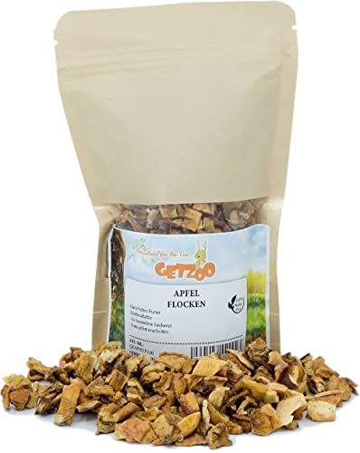 Getzoo Copos de manzana premium 100 g | Snack natural rico en vitaminas para roedores, rico en fibra y saludable, ideal para conejos, cobayas, hámsters