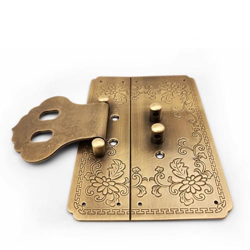 Image of 4.7 inch /12cm Square Antique Brass Hasp Pure Copper Fittings Retro Lock Slice Lock Nose (Antique Bronze)