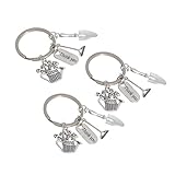 minkissy Portachiavi in Metallo Creativo Set 3 Pezzi Ciondoli Giardinaggio Decorativi Rastrello Pala Bollitore, Accessori Regalo Per Insegnanti e Decorazioni Per Borse