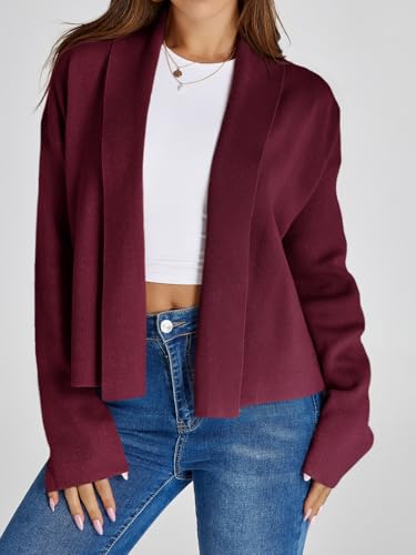 Image of Saodimallsu Womens Cropped Cardigan Open Front Shawl 2026 Fall Trendy Long Sleeve Sweater Jacket