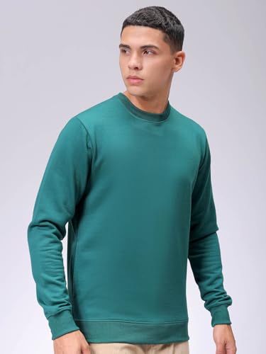 Image of The Indian Garage Co Men Regular Fit Solid Crew Neck Overhead Sweatshirt