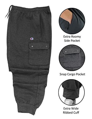 Champion Big & Tall Men's Midweight Fleece Cargo Pants 6XL Black2