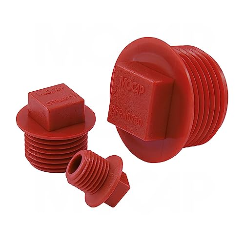Square Head Flanged Plugs for NPT Threads - PP Square Head Flanged Plug For 3/4-14 NPT Threads Red (Dark) PP MOCAP SFPN0750RD4 (qty2000)