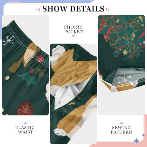 Corgi Dog Christmas Trees Boys Long Pants Soft Trousers Elastic Waist Kids Lounge Bottoms with Pockets S-XL4