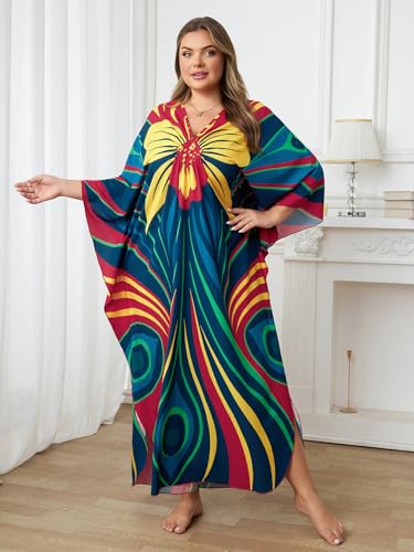 Image of Kaftan Dress for Women - Plus Size Caftan Maxi Beach Dress Moo Moos Loungewear, Swimsuit Cover Up for Beach, Pool or Vacation
