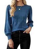 Material: This womens long lantern sleeve sweater is made of ultra soft & comfortable high quality knitted material,which is so comfortable and breathable.Causal elegant sweater for women wear in summer , spring or fall. Unique Design: Lantern long s...