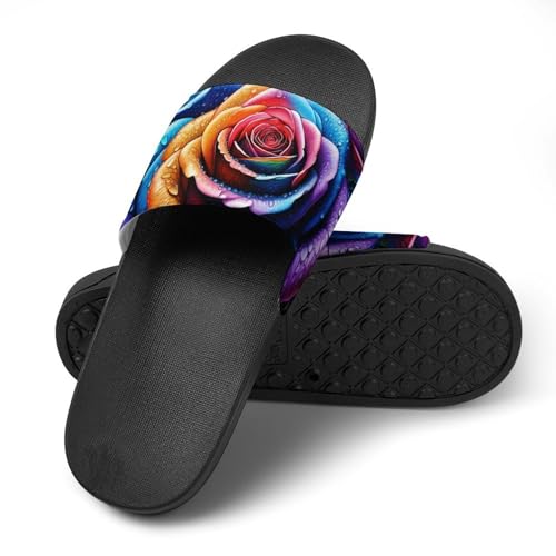 Rainbow Rose Funny House Sandals Non Slip Shower Slippers Quick Drying Bathroom Shoes for Women Men4
