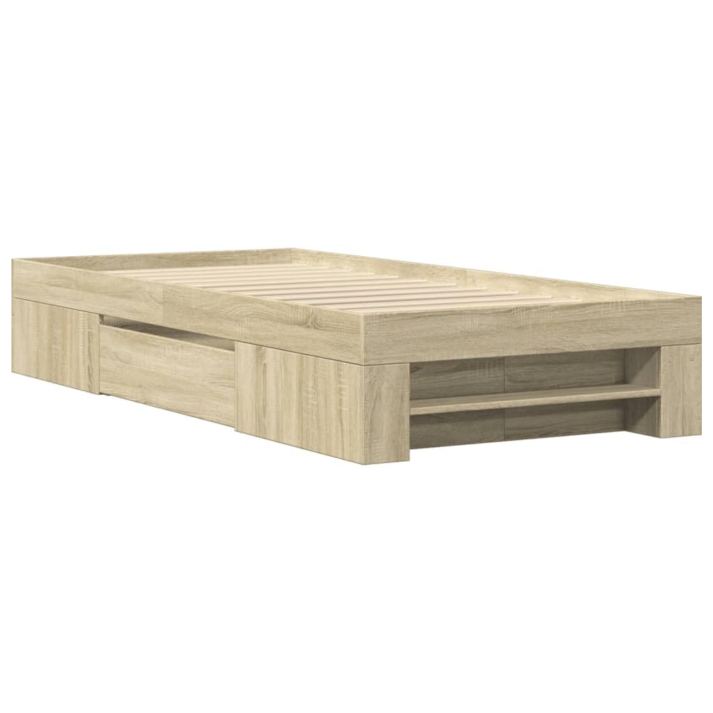 VidaXL Bedframe Bewerkt Hout Zwart 90x200 cm, Boxspring, Bedbodem, Slaapkamermeubel, Twijfelaar Bed, Eenpersoonsbed