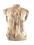 Lauren Ralph Lauren Women's Floral Tie Neck Top (M, Blush/Sage Multi)