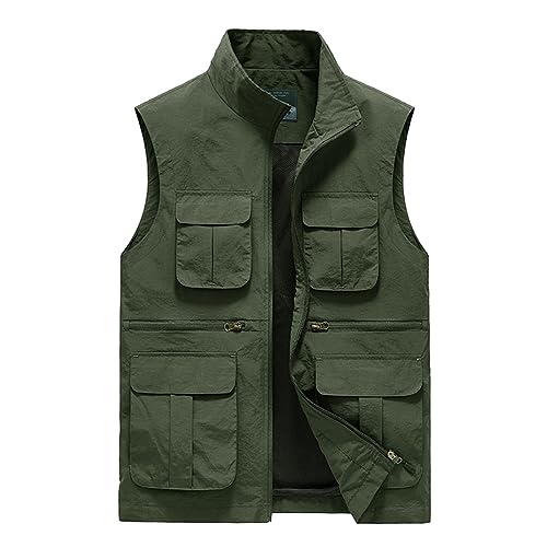 Gilet de randonnée homme résistant avec grandes poches veste été camping