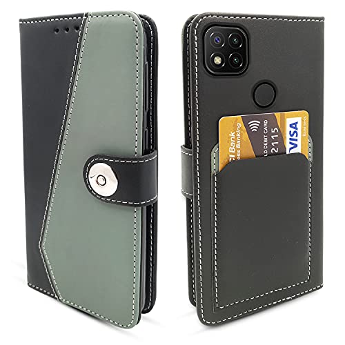 Pikkme Mi Redmi 10A / 10A Sport/Redmi 9 / Redmi 9 Activ / 9C / Poco C31 Leather Magnetic Flip Wallet Case Cover for Mi Redmi 10A / 10A Sport/Redmi 9 / Redmi 9 Activ / 9C / Poco C31 (Grey)- Best and cheap mobile covers in India