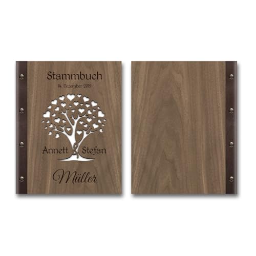 Personalisiertes Stammbuch aus Holz für die Hochzeit