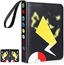 Card Binder Holder 4 Pocket for Pokemon Cards - Storage 504 Cards with 63 Removable Sleeves, Trading Game/Sport Card Collection Holder for Kids Gifts (Black)