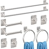 KLJKPA Brushed Nickel Bathroom Accessories Set, 10 Pieces Bathroom Hardware Set, 24 inch Towel Bar, Towel Racks for Bathroom, Robe Towel Hooks, Toilet Paper Holder Wall Mounted
