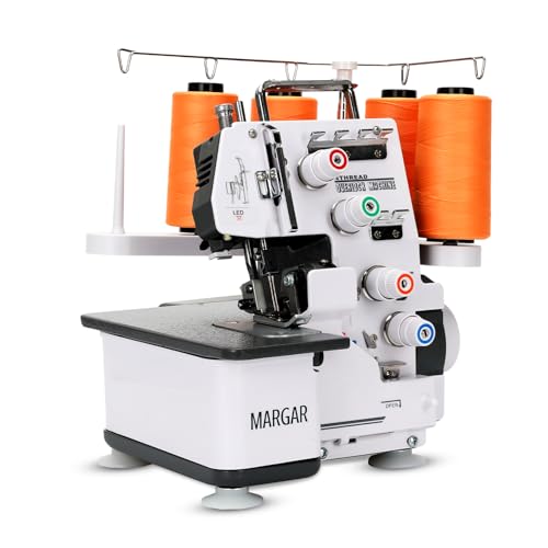 2026 Serger Overlock Machine with 3/4 Thread Capability, Metal Frame Serger Sewing Machine 1,250 Stitches/Minute, 12 Stitch Patterns, Re-thread Guide, Foot Controller for Home, LED Light, White