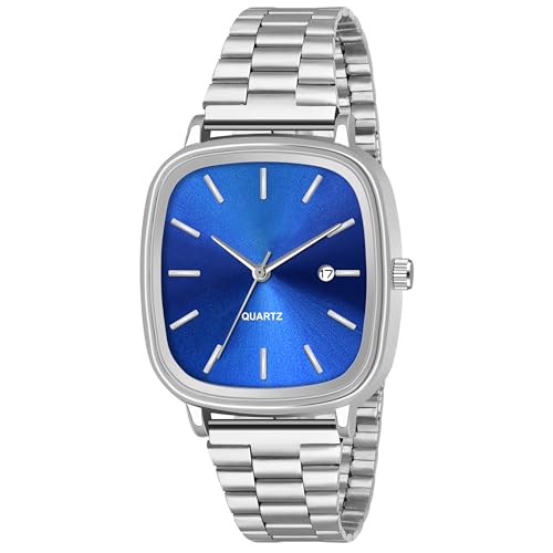 Image of Shocknshop Stainless Steel Analog Square Dial Date Display Unisex Wrist Watch for Men & Women -WCH136