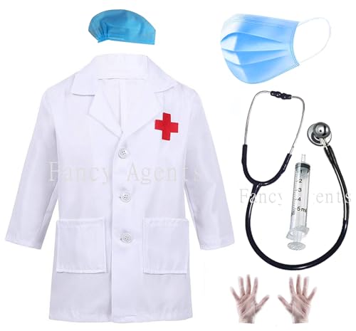 Image of Doctor Coat Costume and Nurse Costume Combo for kids| Doctor Dress for Kids| Nurse Dress for Kids| Nurse Uniform for Kids| Kids Fancy Dress Costume